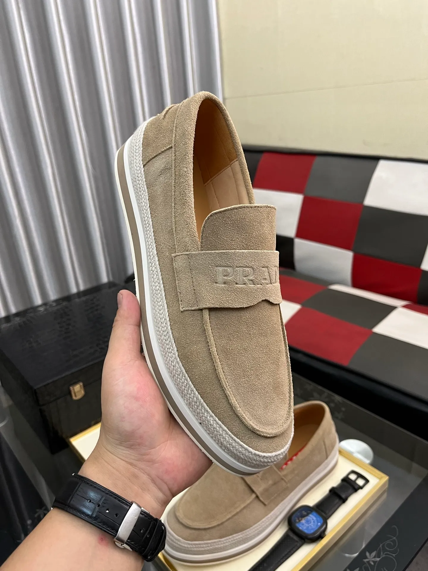 Men's men's shoes 💰458⌚️⌚️prada: new spring and summer casual shoes, sports sneakers, fabric: imported cowhide, lining: original lining, sole: original sole, size: 38-445️⃣color optional